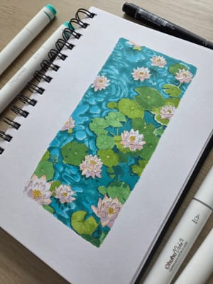 Lillies and pond